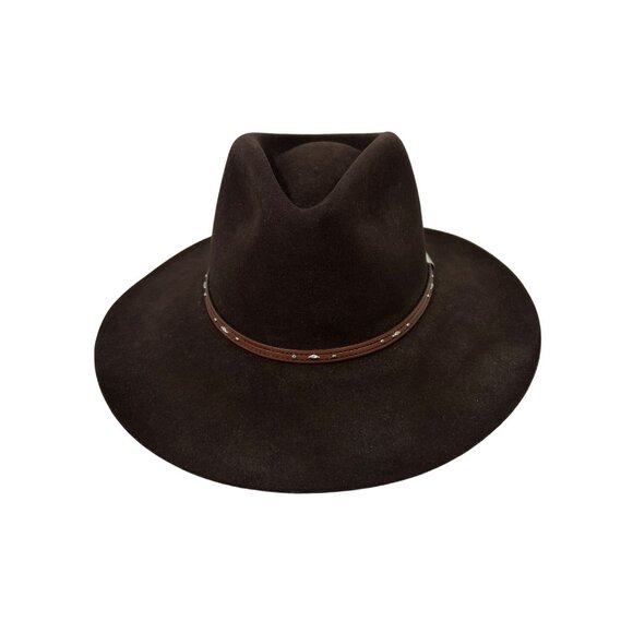 Stetson Pawnee 5X Beaver Felt Western Cowboy Panama Fedora Hat 7 Chocolate - Picture 1 of 8